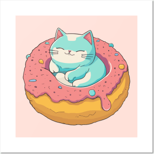 Cute cat in donut Posters and Art